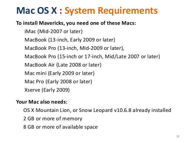 Mac os system requirements
